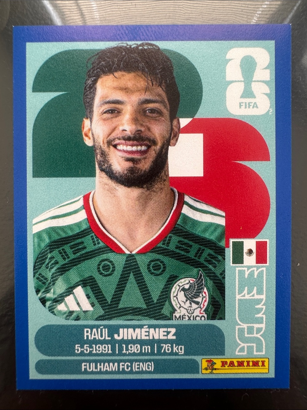 Panini Mexico Soccer Sticker - Raul Jimenez Blue Boarder